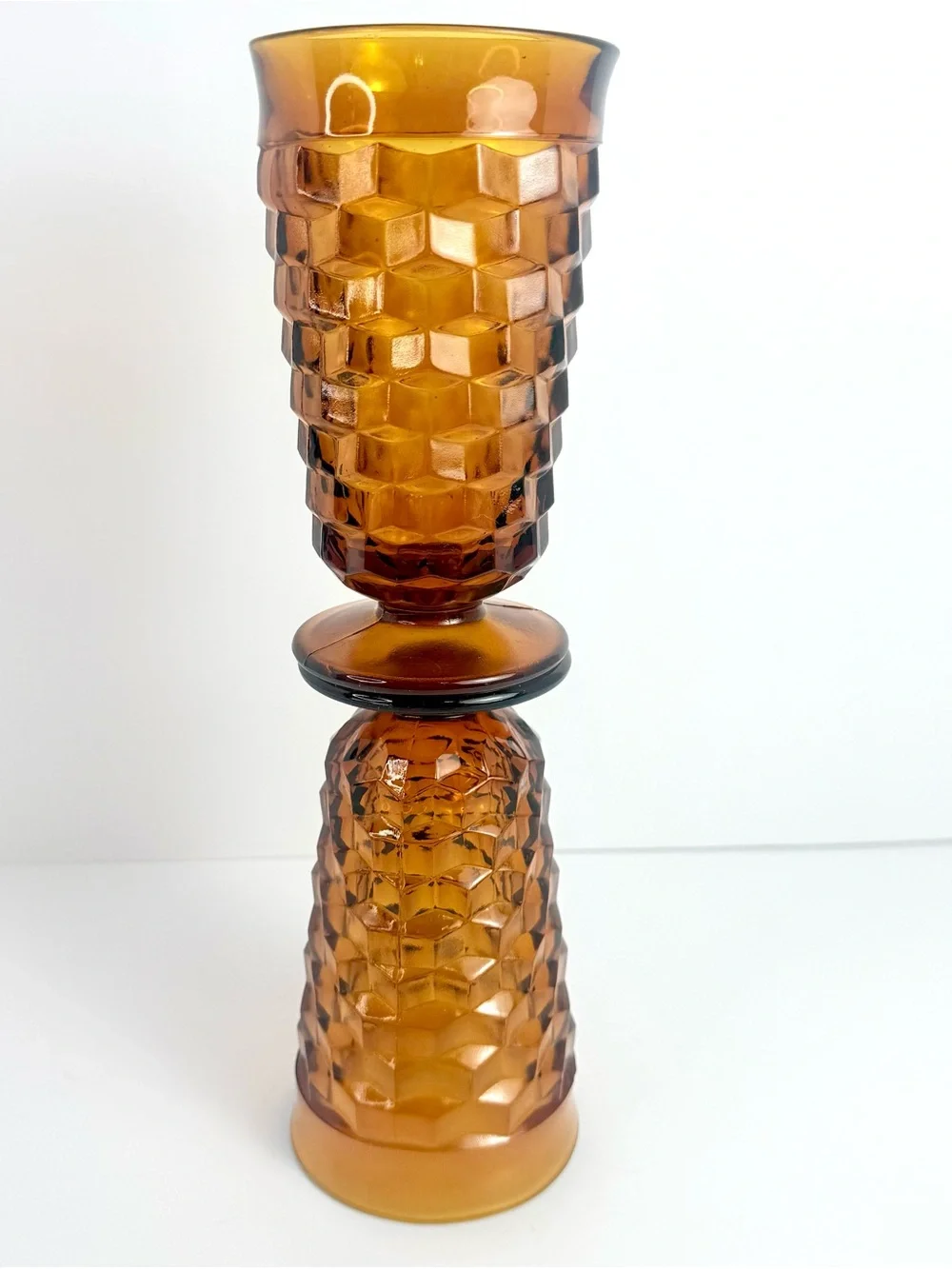 Vintage Mid-Century Modern Indiana Glass Amber Whitehall Goblets 6”  Set of Z